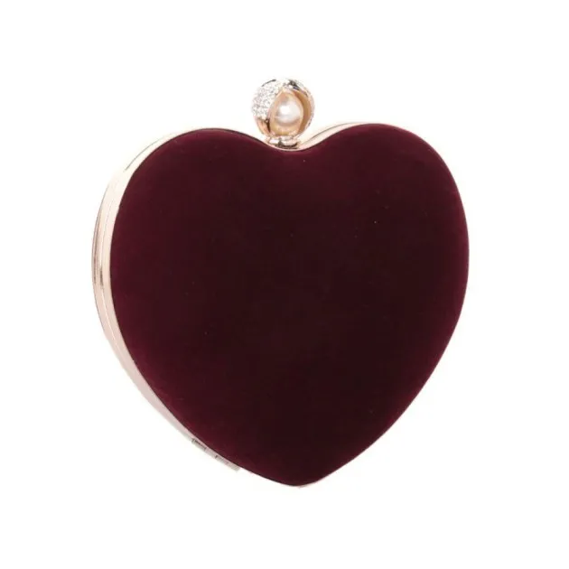 Bolsa de cena en forma de corazón con perlas de diamantes