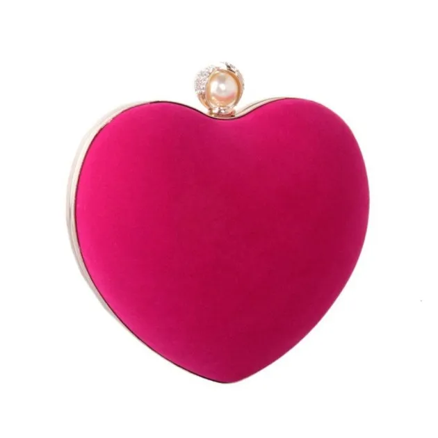 Bolsa de cena en forma de corazón con perlas de diamantes