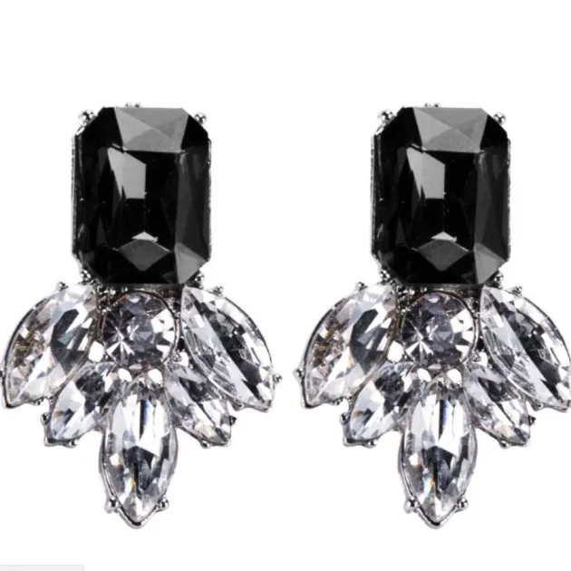 Joyas Pendientes colgantes de diamantes de imitación de cristal azul negro