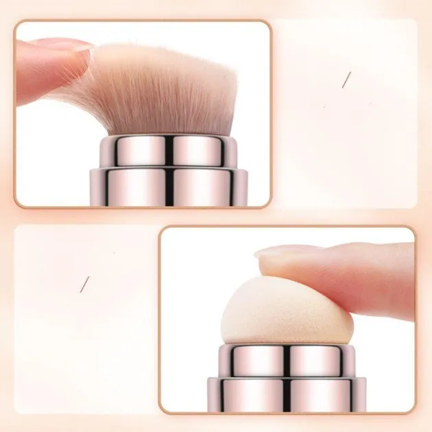 Retractable Metallic Four-in-one Multifunctional Makeup Brush