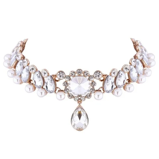 Zircon Type Pearl Choker Necklace Clavicle Chain
