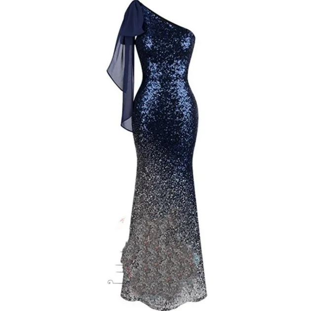 One Shoulder Fishtail Sequin Slim Fit Evening Dress Brooklynn