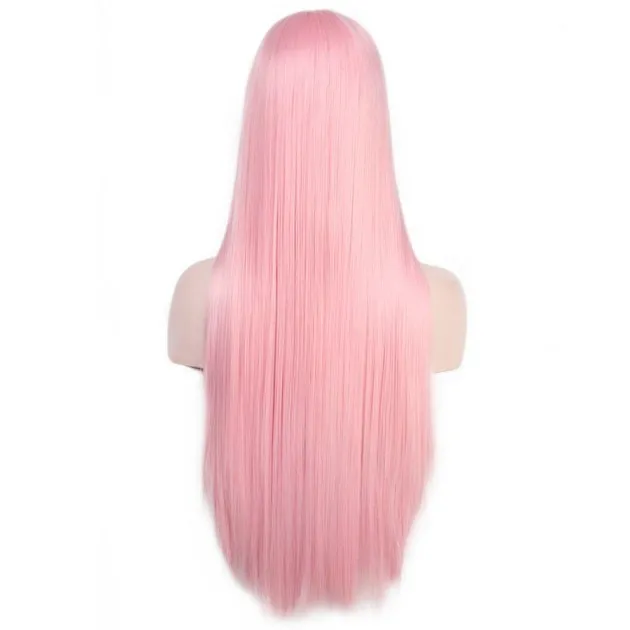 Long Straight Wig Soft Pink
