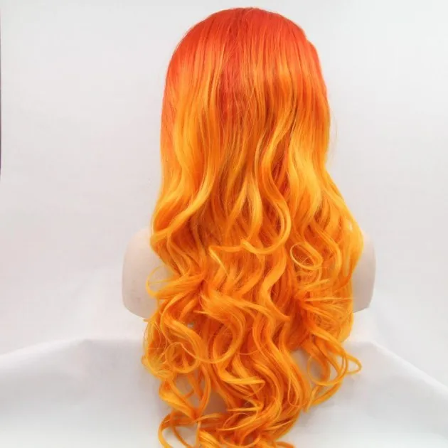 Lace Wig Big Wave Two Tone Rood Oranje