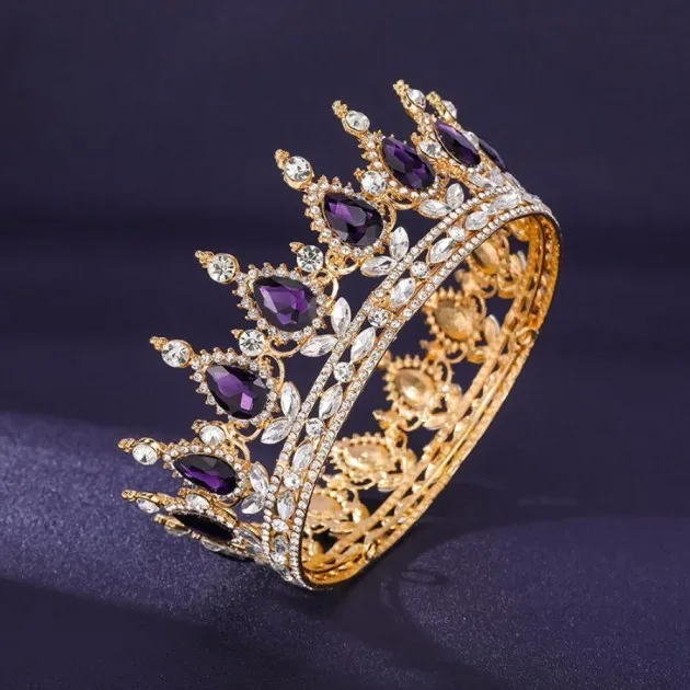 Tiara de círculo completo con corona de diamantes de imitación