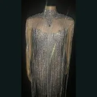 Korte Diamanten Cocktailjurk Met Strass Franjes